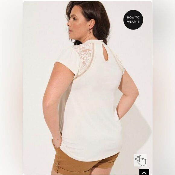 Torrid Studio Crepe Jersey Mock Neck
Lace Inset Top - Picture 2 of 4